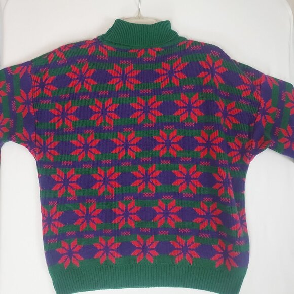 Vintage Objectives Knit Sweater Vibrant Flower Snowflake Chunky Heavy - Picture 7 of 8